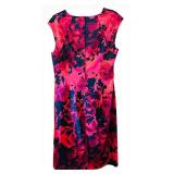 LL - Earthnected Apparel Floral Satin Dress - Pink/Navy - Size 14