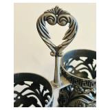 BR1 -Vintage Silver Plated Holder / Vintage Silver Plated Salt and Pepper / Wine Stand