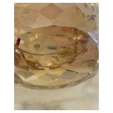 BR1 - Crystal Chick Figurine - Faceted Glass Bird, 4 in Tall, Red Comb, Clear Tail