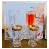 BR1 - RCR Fusion Tea Cups - 6-Piece Glass Set with Gold Rim - Made in Italy