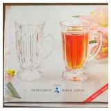 BR1 - RCR Fusion Tea Cups - 6-Piece Glass Set with Gold Rim - Made in Italy