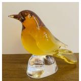 BR1 - Green Glass Duck & Amber Glass Bird Figurines (Lot of 2)