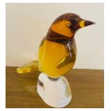 BR1 - Green Glass Duck & Amber Glass Bird Figurines (Lot of 2)