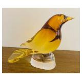 BR1 - Green Glass Duck & Amber Glass Bird Figurines (Lot of 2)