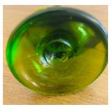 BR1 - Green Glass Duck & Amber Glass Bird Figurines (Lot of 2)