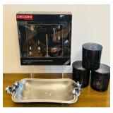 BR1 - Pedrini 7-Piece Deluxe Chrome Wine Gift Set - 12-in Tray