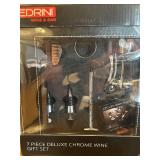 BR1 - Pedrini 7-Piece Deluxe Chrome Wine Gift Set - 12-in Tray