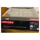 BR1 - Pedrini 7-Piece Deluxe Chrome Wine Gift Set - 12-in Tray