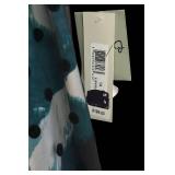 MBC - Teal Floral Mesh Overlay Dress - Polka Dot Sheer Sleeves, Size 14, Knee-Length