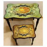 LL - Two-Piece Nesting Tables - Floral Inlay