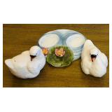 BR1 - Westland Swan & Duck Salt & Pepper Shaker Set on Lily Pad Base - 4 Pieces