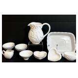 BR1 - Taste-ology Porcelain White Dinnerware - Pitcher, Bowls, Heart Dishes, Spiked Bowl