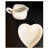 BR1 - Taste-ology Porcelain White Dinnerware - Pitcher, Bowls, Heart Dishes, Spiked Bowl