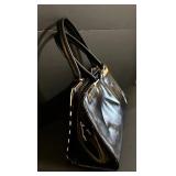 BR1 - Zanetti Striped Black & White Patent Leather Handbag