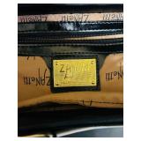 BR1 - Zanetti Striped Black & White Patent Leather Handbag