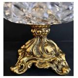 BR1 - Crystal Cut Glass Bowls & Brass Pedestal Compote - 6-Piece Set