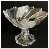 BR1 - Crystal Cut Glass Bowls & Brass Pedestal Compote - 6-Piece Set