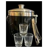 BR1 - Crystal Glassware Set with Ice Bucket & Decanter - Etched Goblets, Shot Glasses (4 in tall)
