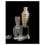 BR1 - Crystal Glassware Set with Ice Bucket & Decanter - Etched Goblets, Shot Glasses (4 in tall)