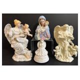 BR1 - Porcelain Angel Figurine Set: Mary & Baby Jesus, Angel, Baptized in Christ