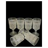 k - Crystal Cut Glass Goblets - 7 in Tall - Set of 6