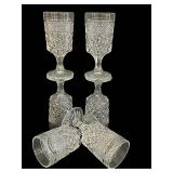 k - Crystal Cut Glass Goblets - 7 in Tall - Set of 6