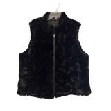 MBC - Reversible Black Faux Fur Vest , Zip Front, Quilted Lining