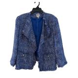 MBC - Anne Klein Tweed Bouclé Jacket - Blue - Size 14 - Women