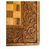 DR - Vintage Wooden Balinese Carved Chess & Checkers Set in Carved Inlaid Box