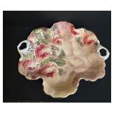 DR - Limoges Hand Painted Porcelain Tea Cups & 4-Inch Plate Set - Rose Bouquet, Gold Trim