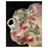 DR - Limoges Hand Painted Porcelain Tea Cups & 4-Inch Plate Set - Rose Bouquet, Gold Trim