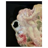 DR - Limoges Hand Painted Porcelain Tea Cups & 4-Inch Plate Set - Rose Bouquet, Gold Trim