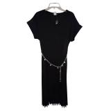 MBC - Elizabeth & Nicole - Black Knit Midi Dress XL with Crystal Chain Belt, NWT