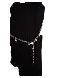 MBC - Elizabeth & Nicole - Black Knit Midi Dress XL with Crystal Chain Belt, NWT