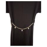 MBC - Elizabeth & Nicole - Black Knit Midi Dress XL with Crystal Chain Belt, NWT