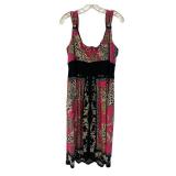 MBC - R&M Richards Dress - Pink/Black Ornate Print - Size 14