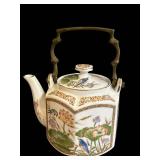 DR -Three Vintage Tea Kettles including a Elegance Enamel Teapot, HOMCO Porcelain and Ornate Designed Teapot