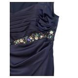 MBC - KM Collections by Mila Bell Navy Beaded Cocktail Dress - Size 14