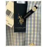 MBC - U.S. Polo Assn Stretch Short-Sleeve Shirt - Size M - Light Blue Gingham Check