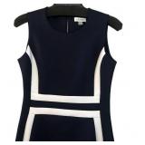 MBC - Calvin Klein Navy Dress With White Color-Block Panels - Size 4
