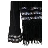 MBC - Aixo Sequined Fringe Top - Black Knit, Long Sleeve with Silver Disc Stripes