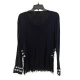 MBC - Aixo Sequined Fringe Top - Black Knit, Long Sleeve with Silver Disc Stripes