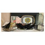 LL - Floral Ceramic Platter - Large Serving Plate & Mixed Tableware