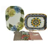 LL - Floral Ceramic Platter - Large Serving Plate & Mixed Tableware