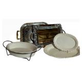 LL - Sanyei Made in Japan Ornate Silver Frame with Mirror & White Ceramic Dinnerware Set