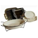 LL - Sanyei Made in Japan Ornate Silver Frame with Mirror & White Ceramic Dinnerware Set