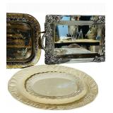 LL - Sanyei Made in Japan Ornate Silver Frame with Mirror & White Ceramic Dinnerware Set