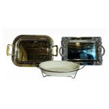 LL - Sanyei Made in Japan Ornate Silver Frame with Mirror & White Ceramic Dinnerware Set