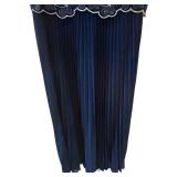 LL - Navy Blue Lace-Top Maxi Dress - Floral Embroidery & Pleated Skirt