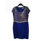 LL - NAZAN Blue Lace Overlay Dress - Evening/Cocktail, Size 48